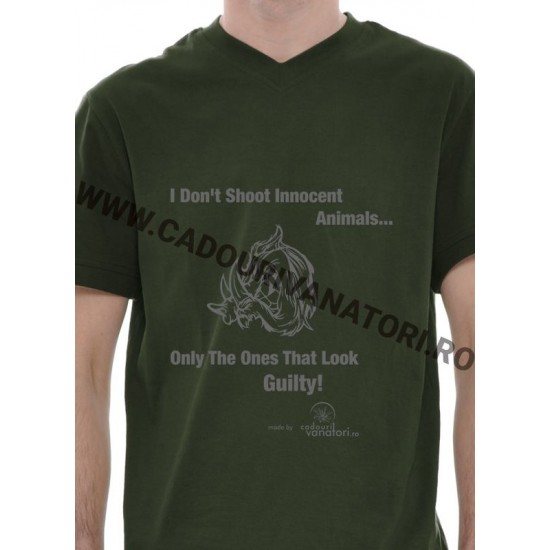 Tricou I dont shoot innocent animals - kaki