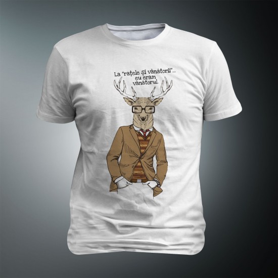 Tricou ratele si vanatorii M01 - alb