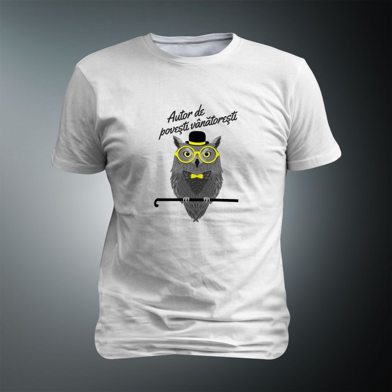 Tricou Autor de povesti vanatoresti M02 - alb