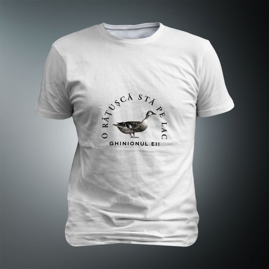 Tricou O ratusca sta pe lac M08 - alb
