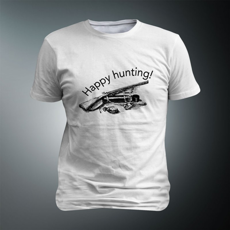 Tricou Happy hunting M15 - alb