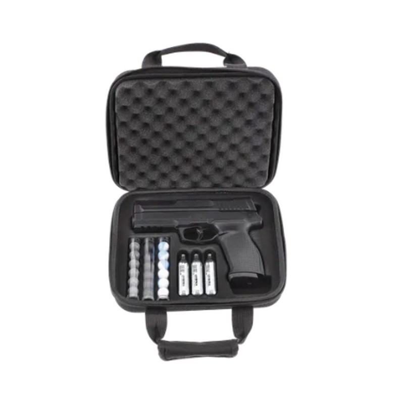 Kit pistol paintball cu bile polimer/creta/cauciuc T4E Impax P68, cal .68, CO2, Quick Piercing, 16J