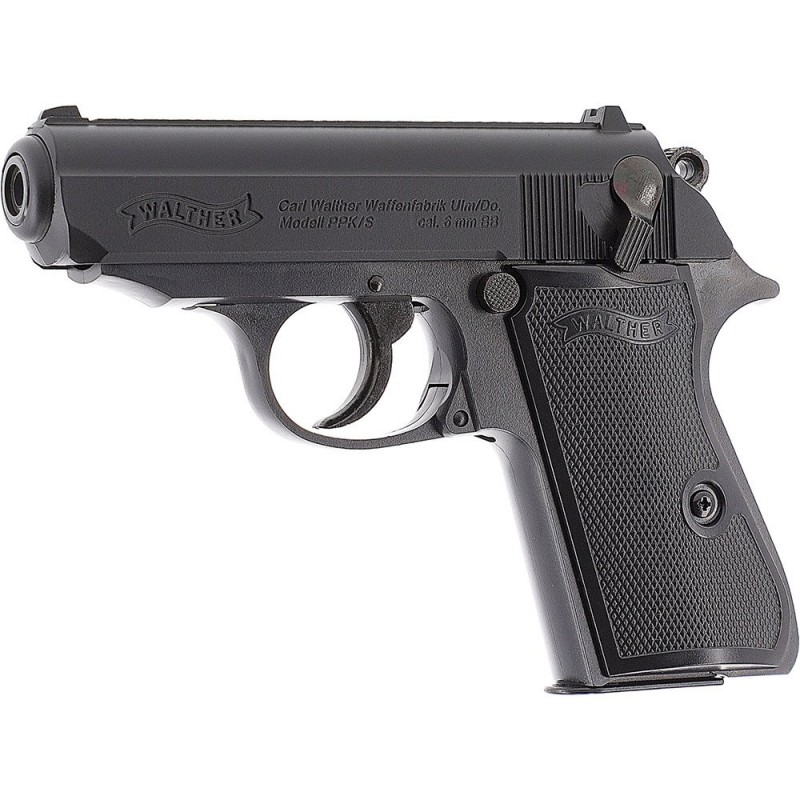 Pistol airsoft cu arc Walther PPK/S, bile plastic, BB 6 mm, 0.5 jouli, negru