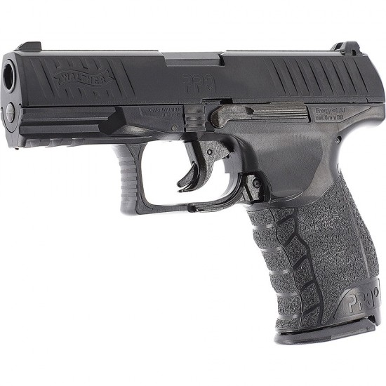 Pistol airsoft cu arc Walther PPQ, bile plastic, BB 6 mm, 0.5 jouli, incarcator HiCap, negru