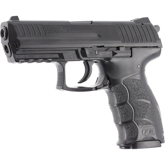 Pistol airsoft cu actionare manuala Heckler & Koch P30, bile plastic, BB 6 mm, 0.5 jouli, negru, Metal Slide