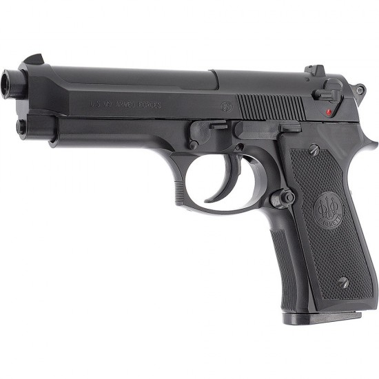 Pistol airsoft cu arc Beretta M9 World Defender, bile plastic, BB 6 mm, 0.5 jouli, negru