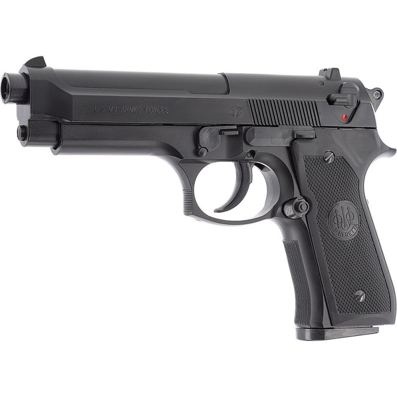 Pistol airsoft cu arc Beretta M9 World Defender, bile plastic, BB 6 mm, 0.5 jouli, negru