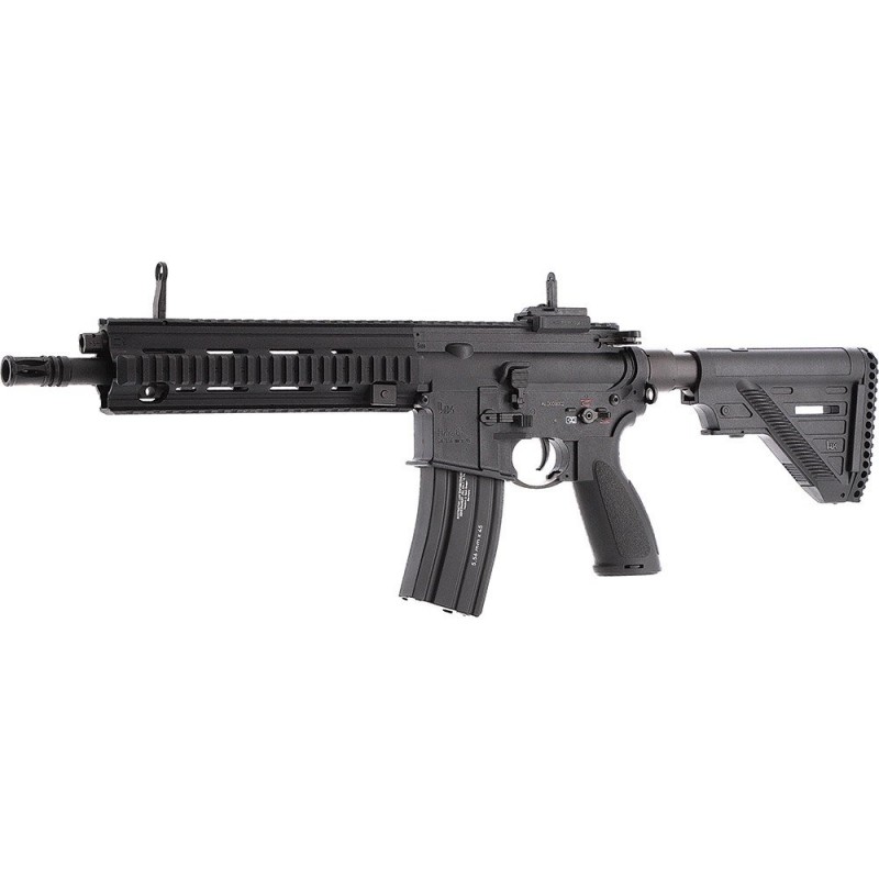 Arma airsoft electrica Heckler & Koch HK416 A5 Sportsline EyeTrace, AEG, bile plastic, BB 6 mm, 1.0 jouli, sina Picatinny, MidCap, tracer, negru, Full-Auto