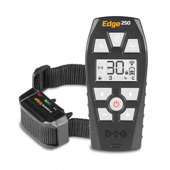 Dogtrace D-Control Edge 250 – Zgardă electronică de dresaj pentru câini, rază 250 m, vibrații, sunet, impuls reglabil și booster