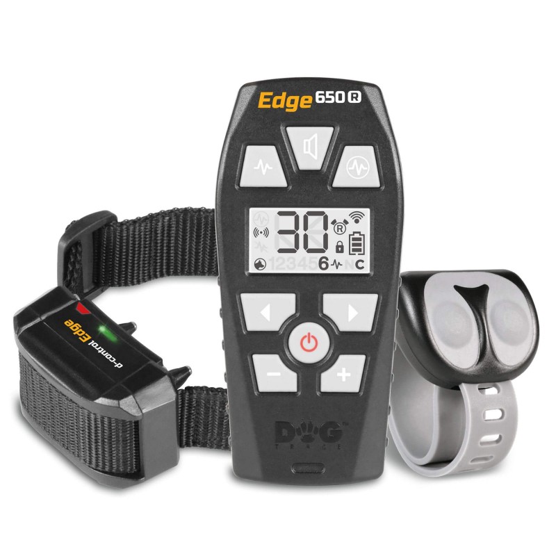 Dogtrace D-Control Edge 650R – zgardă electronică de dresaj pentru câini, rază 650 m, cu telecomandă inelară wireless, vibrații, sunet, impuls și booster