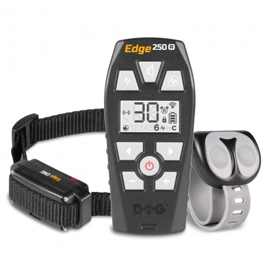 Dogtrace D-Control Edge 250R ONE – zgardă electronică de dresaj reîncărcabilă pentru câini, cu telecomandă inelară wireless, rază 250 m, vibrații, sunet, impuls și booster