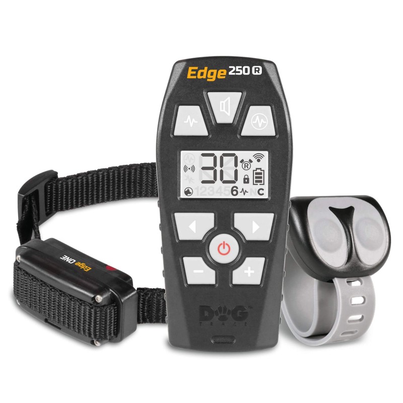 Dogtrace D-Control Edge 250R ONE – zgardă electronică de dresaj reîncărcabilă pentru câini, cu telecomandă inelară wireless, rază 250 m, vibrații, sunet, impuls și booster