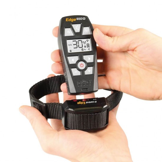 Dogtrace D-Control Edge 650R – zgardă electronică de dresaj pentru câini, rază 650 m, cu telecomandă inelară wireless, vibrații, sunet, impuls și booster