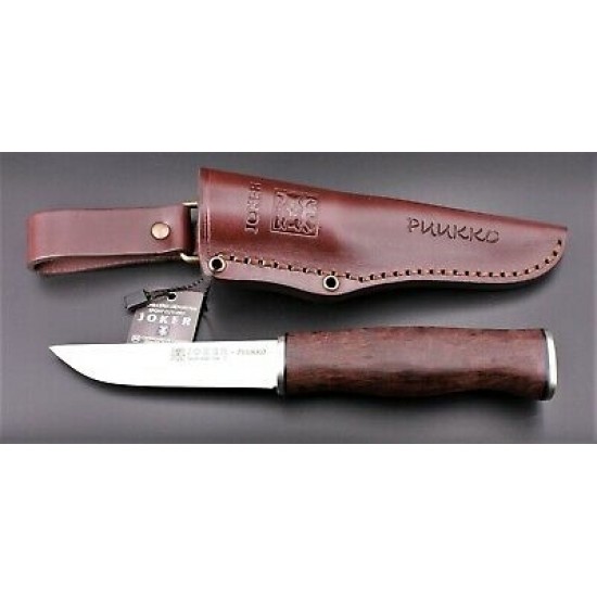Cutit de vanatoare Joker PUUKKO CL-130, teaca din piele, maner mesteacan
