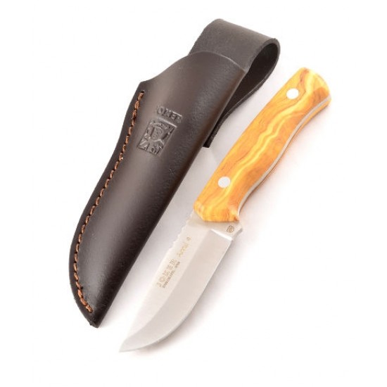 Cutit de vanatoare Joker Arrui CO64, teaca din piele, maner maslin