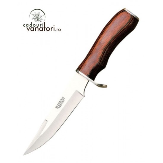 Cutit de vanatoare Joker CR38, teaca din piele, maner lemn cu garda, lama 14.5cm
