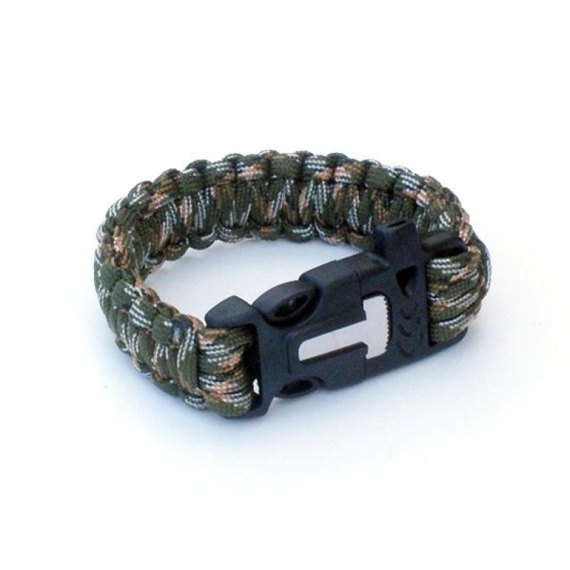 Bratara supravietuire Paracord Camo cu amanar si fluier