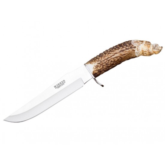 Cuțit Joker CT34 Jabato – Oțel MOVA 1.4116, Mâner din corn de cerb sculptat, Lamă 17 cm, Husă piele