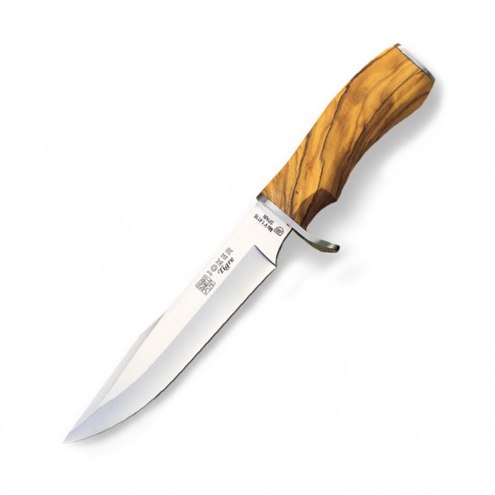 Cuțit Joker CO37 Tigre – Oțel MOVA 1.4116, Mâner lemn de măslin, Lamă 17 cm, Husă piele
