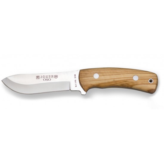 Cuțit Joker CO54 Oso – Oțel MOVA 1.4116, Mâner lemn de măslin, Lamă 12 cm, Husă piele