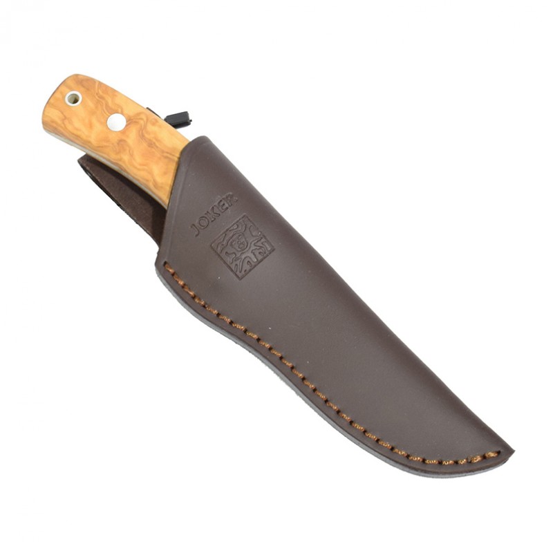 Cuțit Joker CO49 Oso – Oțel MOVA 1.4116, Mâner lemn de măslin, Lamă 12 cm, Husă piele