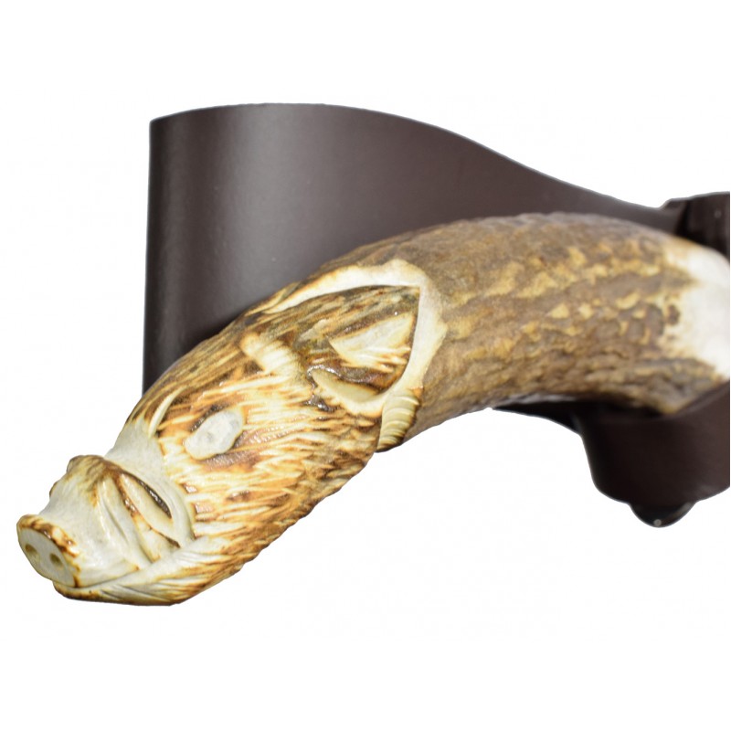 Cuțit Joker CT34 Jabato – Oțel MOVA 1.4116, Mâner din corn de cerb sculptat, Lamă 17 cm, Husă piele