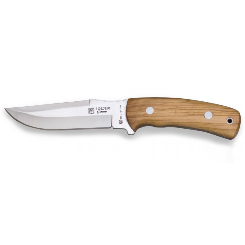 Cuțit Joker CO50 Gamo – Oțel MOVA 1.4116, Mâner lemn de măslin, Lamă 13 cm, Husă piele