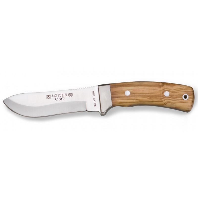 Cuțit Joker CO49 Oso – Oțel MOVA 1.4116, Mâner lemn de măslin, Lamă 12 cm, Husă piele