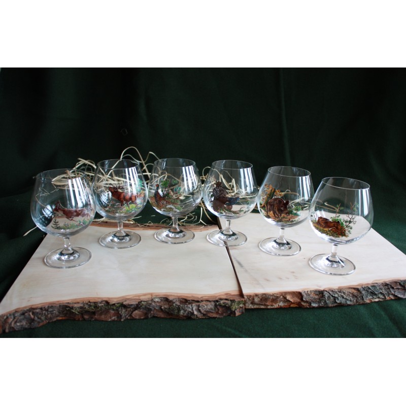 Set cadou 6 pahare coniac cu motive vanatoresti