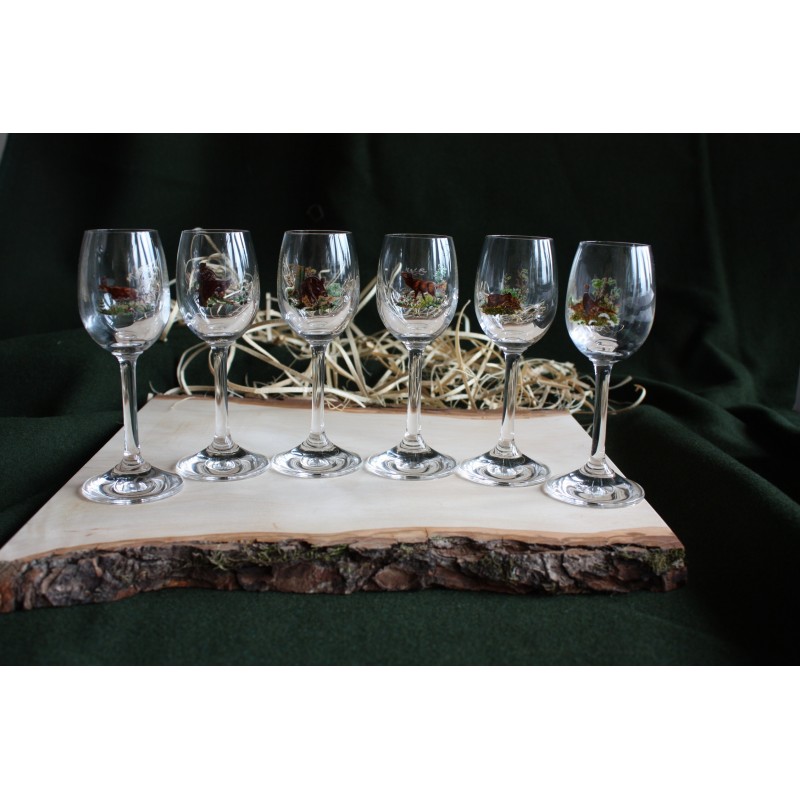 Set cadou 6 pahare vin cu motive vanatoresti