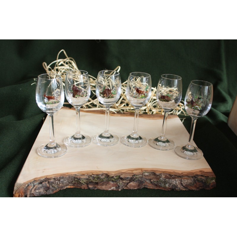 Set cadou 6 pahare vin cu motive vanatoresti