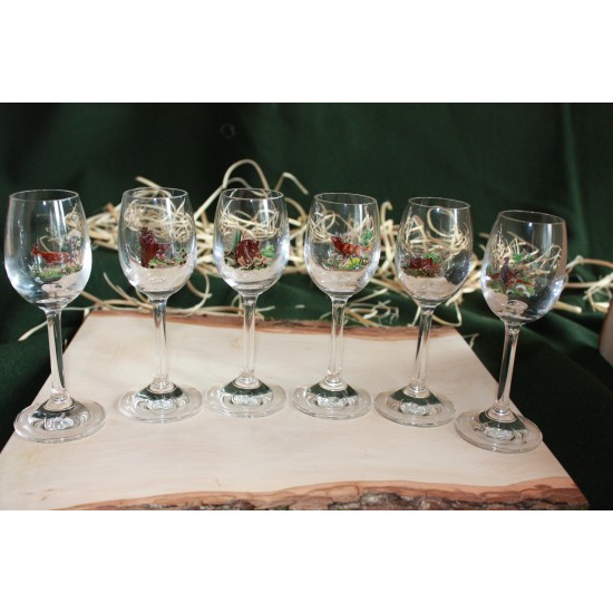 Set cadou 6 pahare vin cu motive vanatoresti