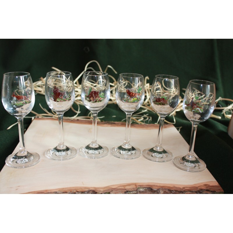 Set cadou 6 pahare vin cu motive vanatoresti