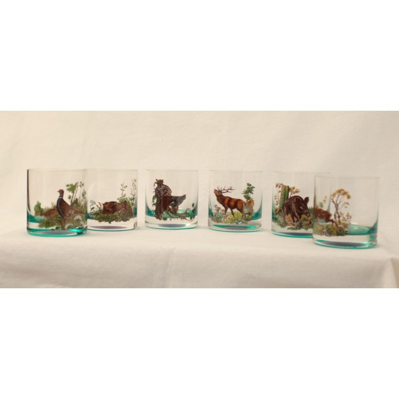 Set 6 pahare whisky cu motive vanatoresti 