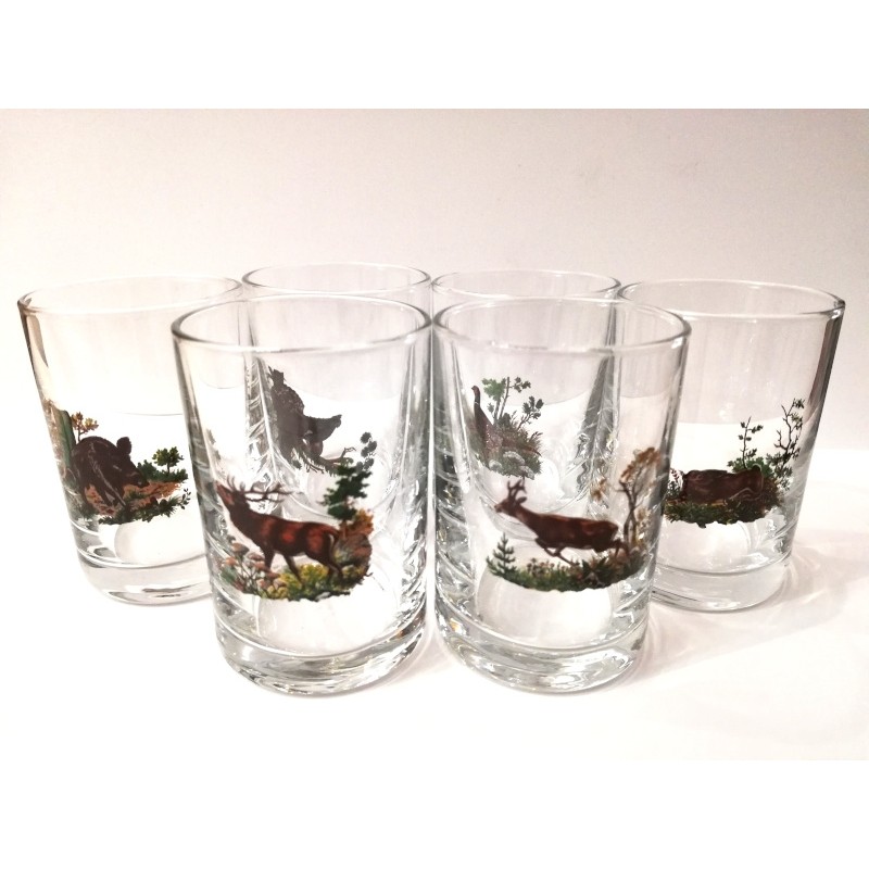 Set 6 pahare tarie cu motive vanatoresti 50ml