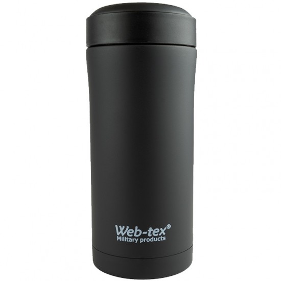 Termos Web-Tex Ammo Pouch Flask 330 ml, negru – oțel inoxidabil, compatibil PLCE