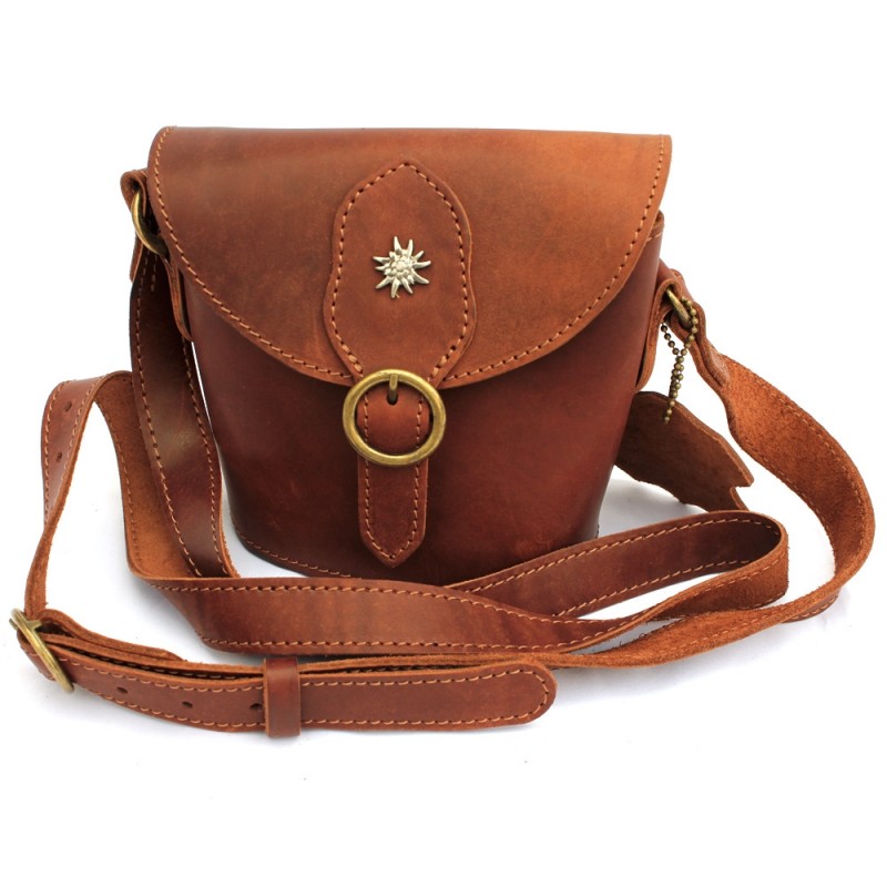 Geanta din piele cu floare de colt