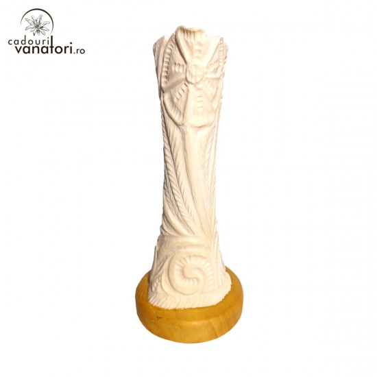 Vaza flori inalta sculptata in os - floare de colt - h240mm