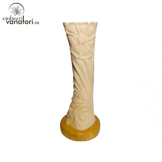Vaza flori inalta sculptata in os - floare de colt - h225mm