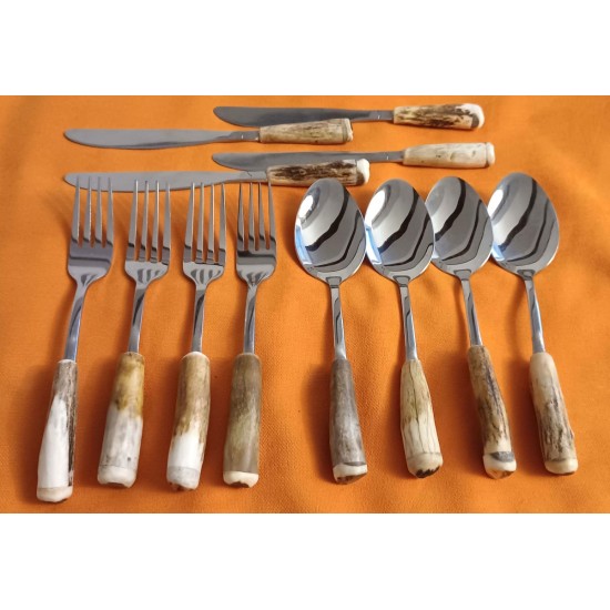 Set tacamuri cu manere din corn de cerb - 4 persoane
