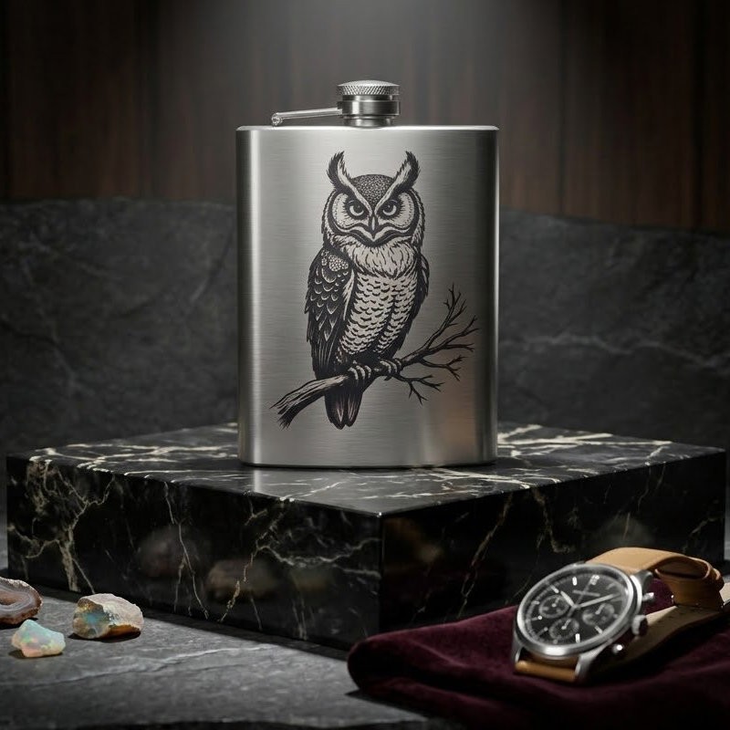 Sticluță whisky din inox gravată laser