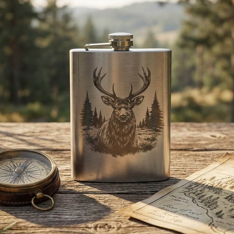 Sticluță whisky din inox gravată laser