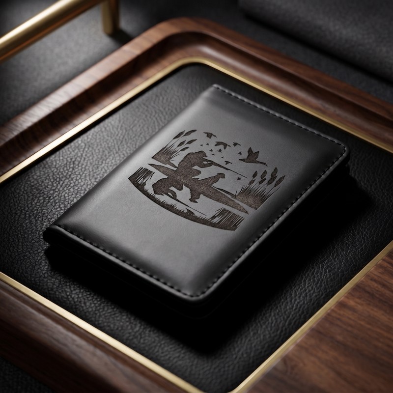 Portcard RFID din piele ecologică gravat laser