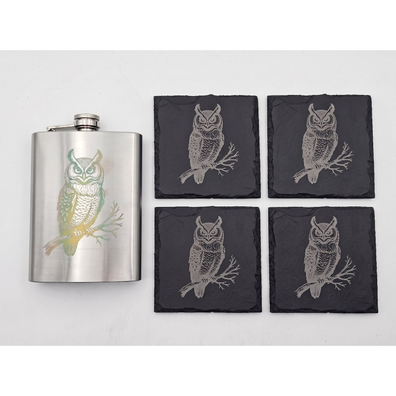 Set sticluță ardezie Bufniță 